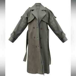 PrettyLittleThing Khaki Oversized Double Breasted Military Trim Coat